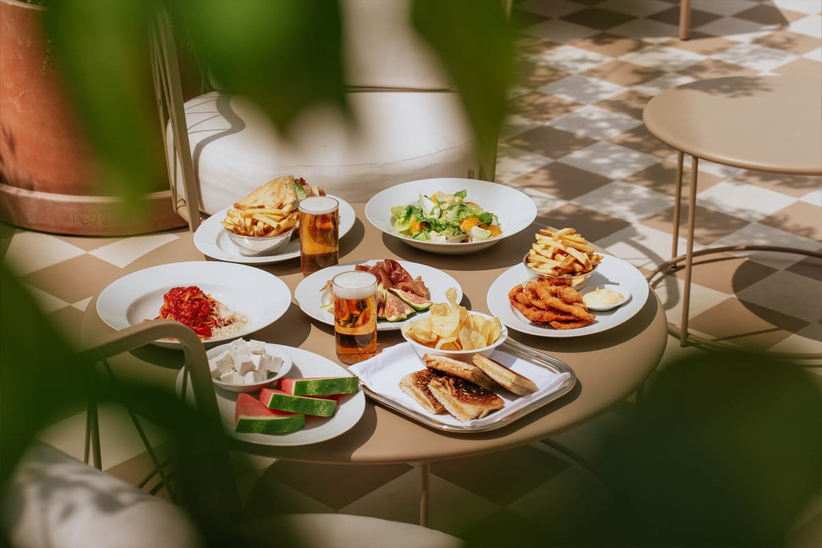 Table with specialties served by the bar